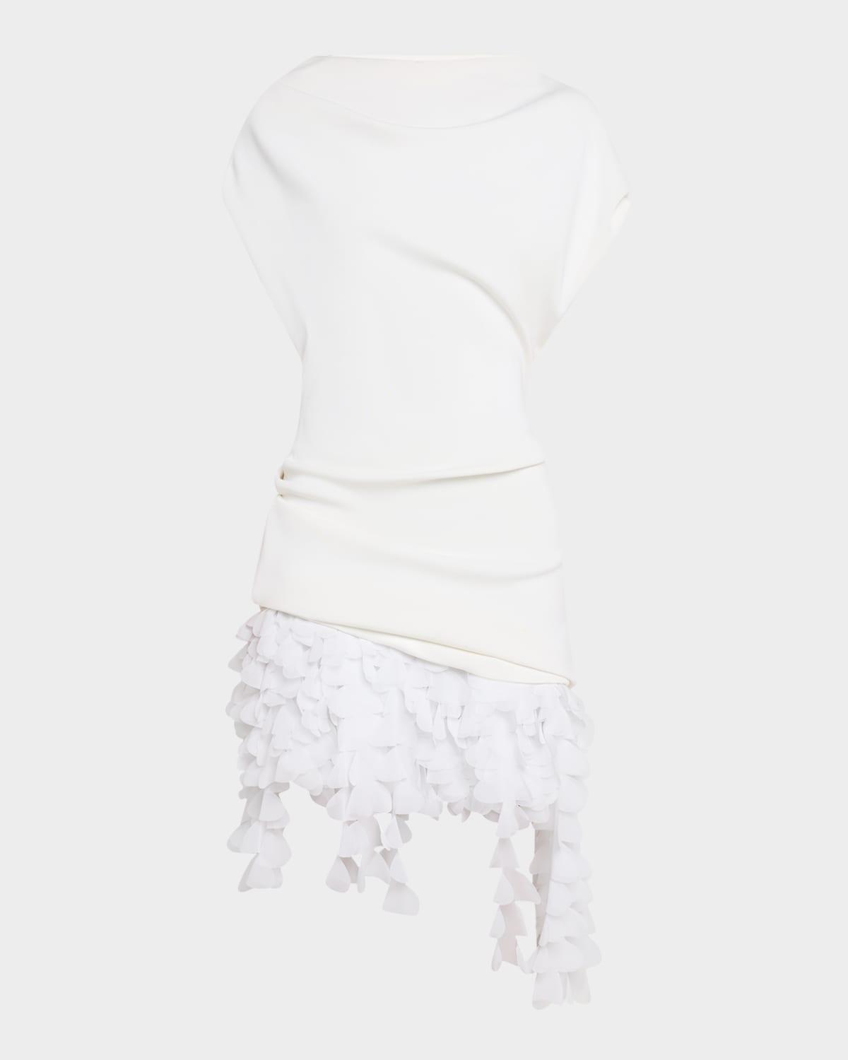 kayla draped petal-frill mini dress