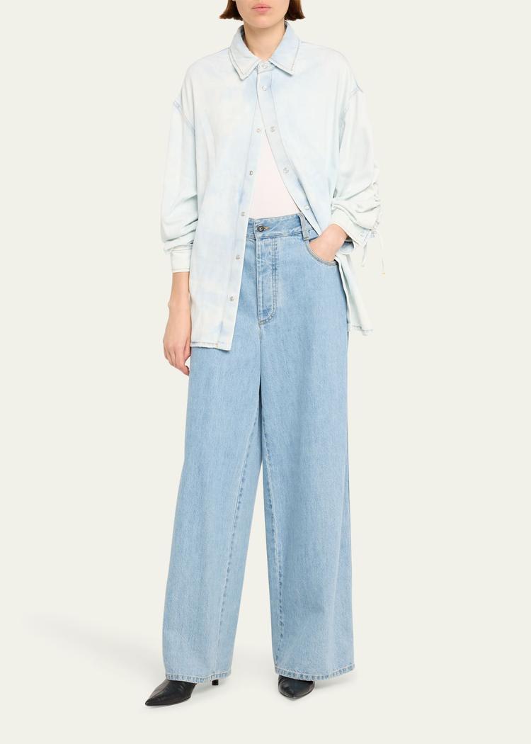 keanu ruched denim shirt