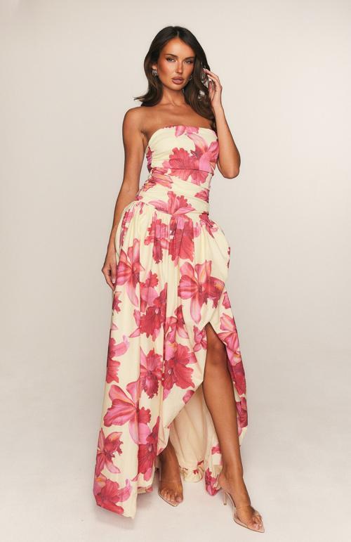 keep my promise strapless maxi dress siena bloom
