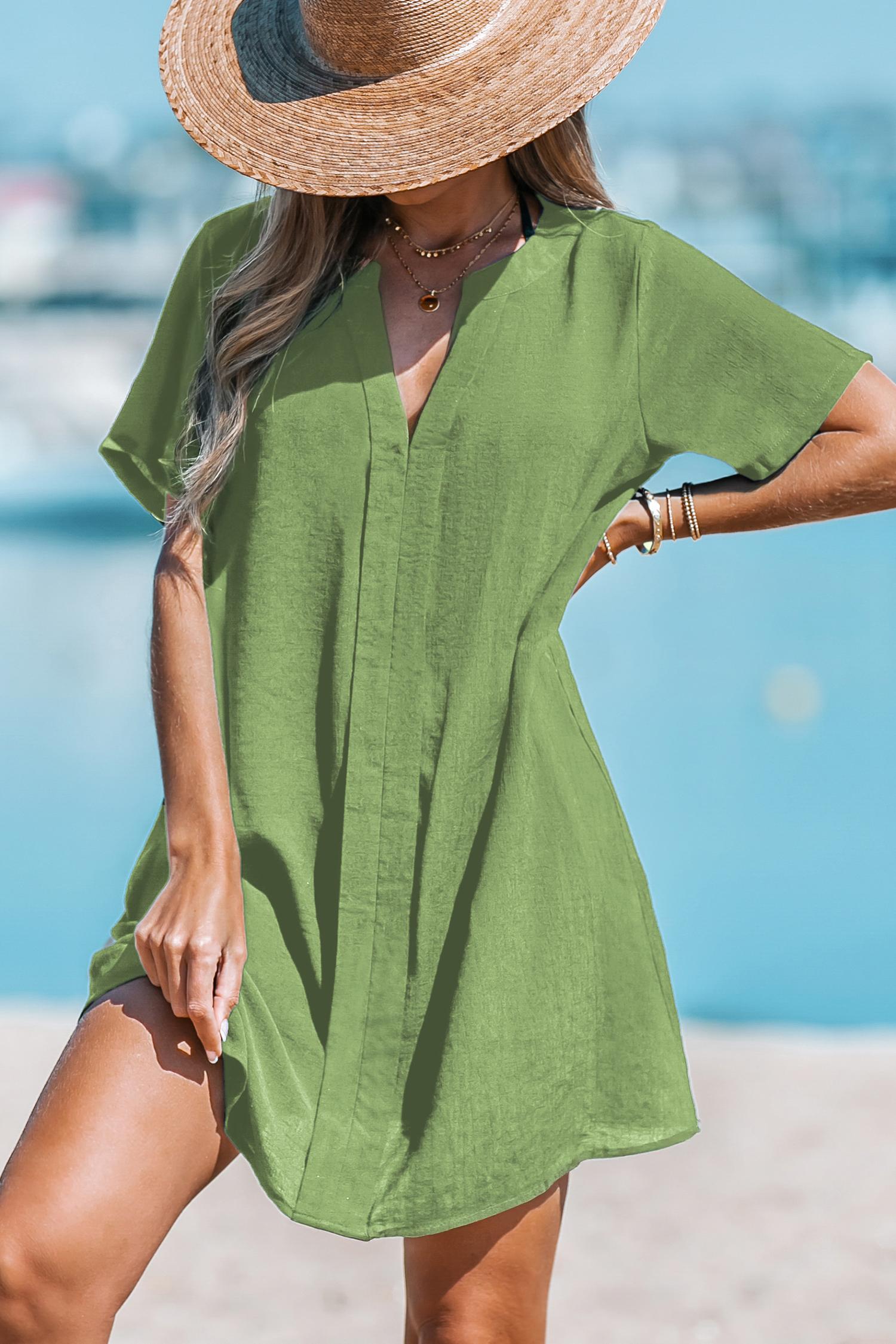 keep swimming green cover-up mini dress - l