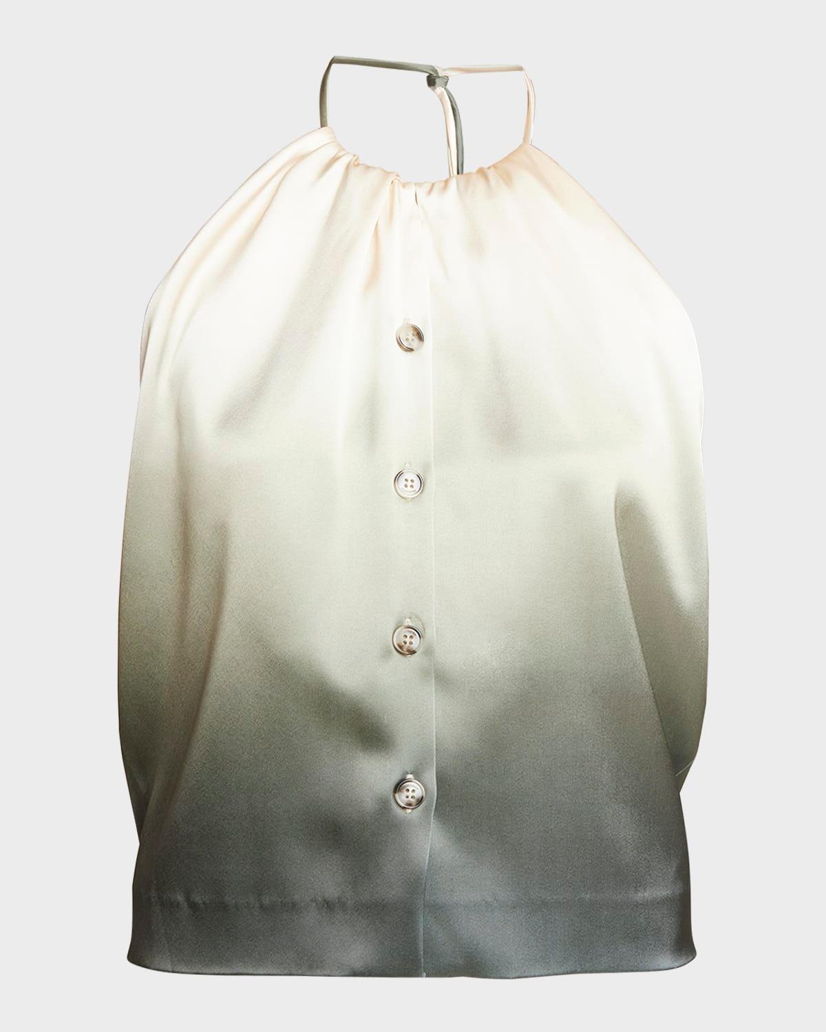 keja button-front satin halter top