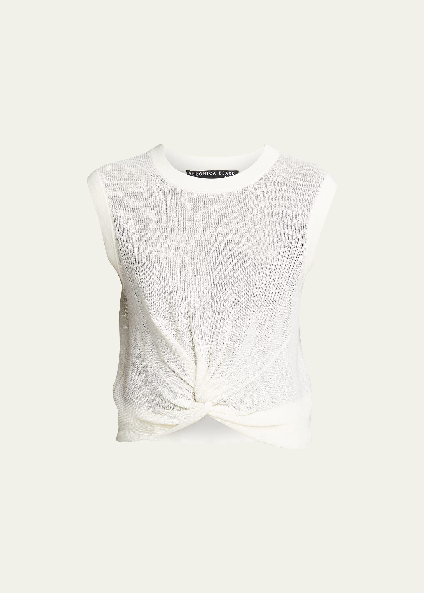 kellen crewneck cap-sleeve twist-front sweater