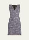 kelly sleeveless fringe-hem boucle mini dress