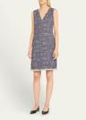 kelly sleeveless fringe-hem boucle mini dress