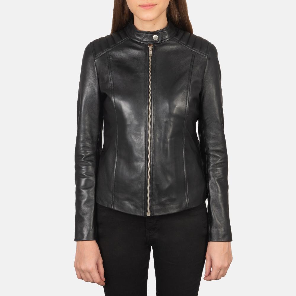 kelsee black leather biker jacket