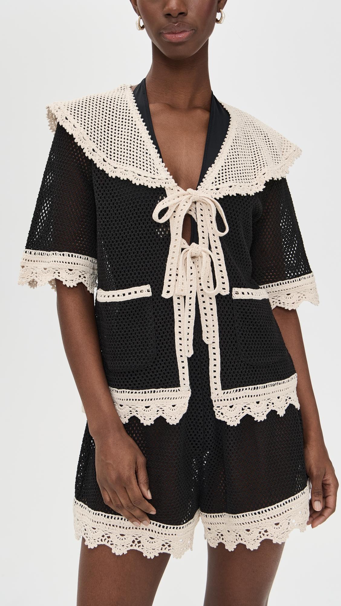 kendall crochet tie front top