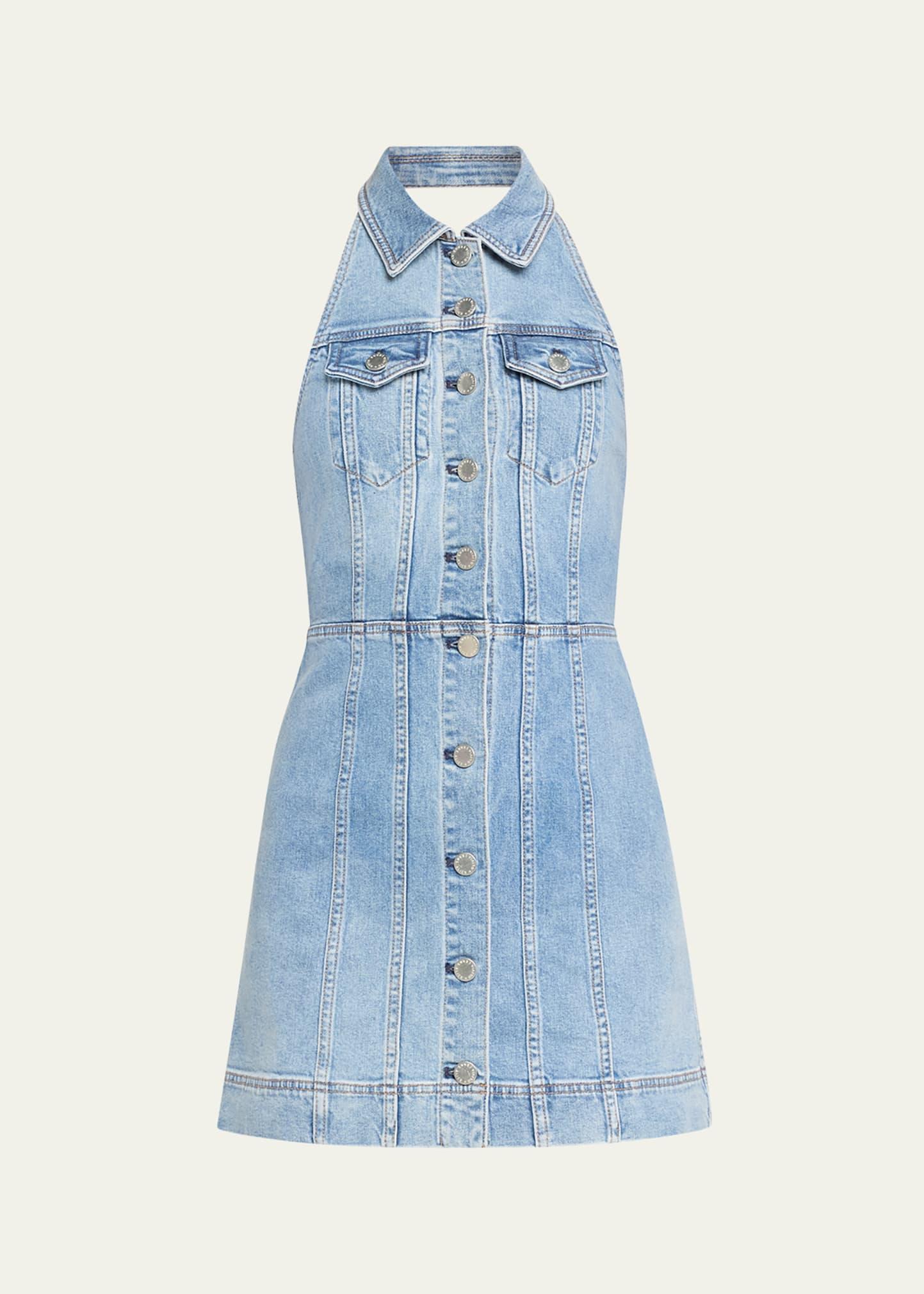 kendall denim halter mini dress