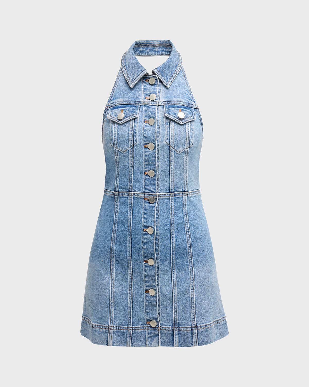 kendall denim halter mini dress