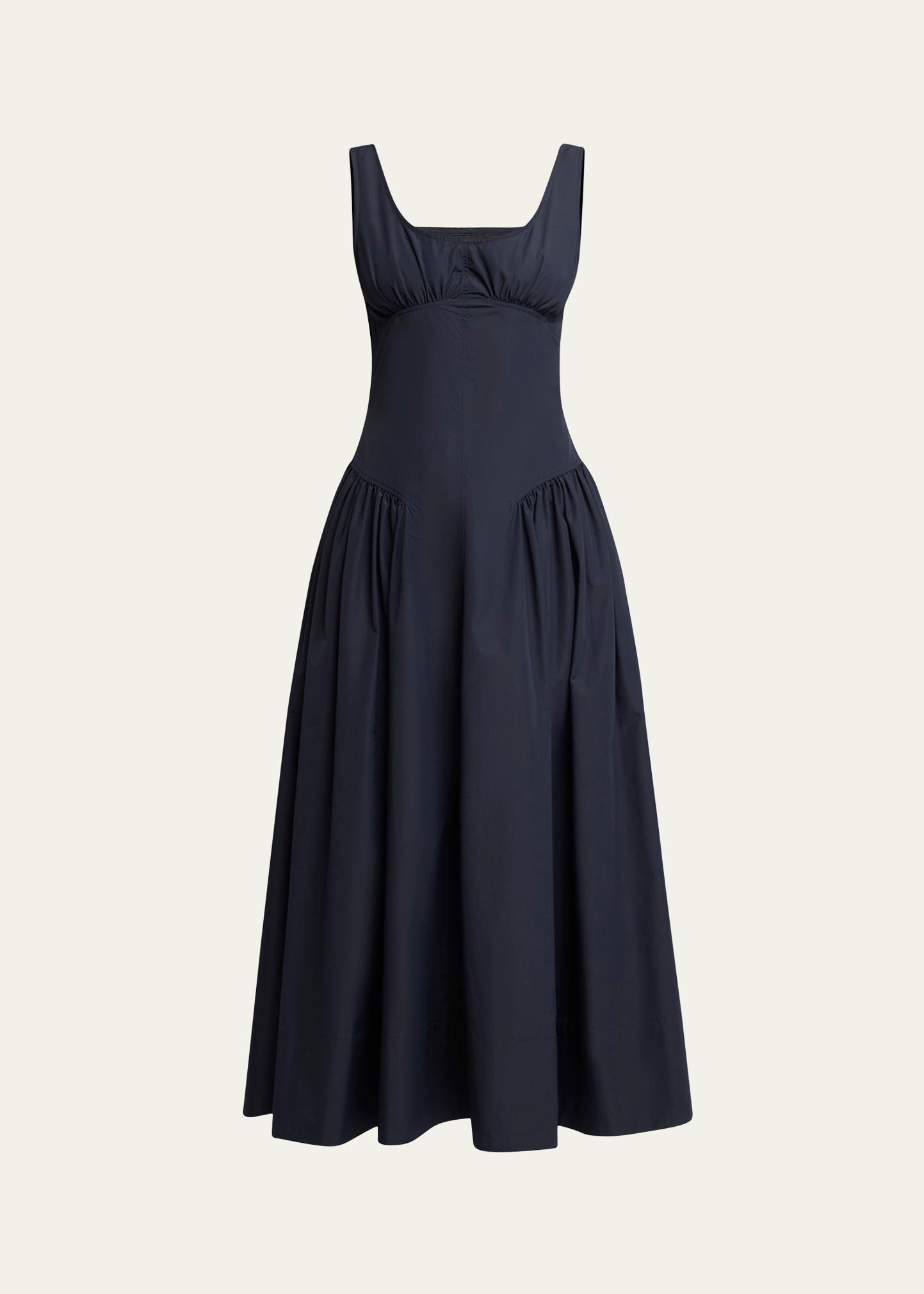 kendall sleeveless technical cotton midi dress