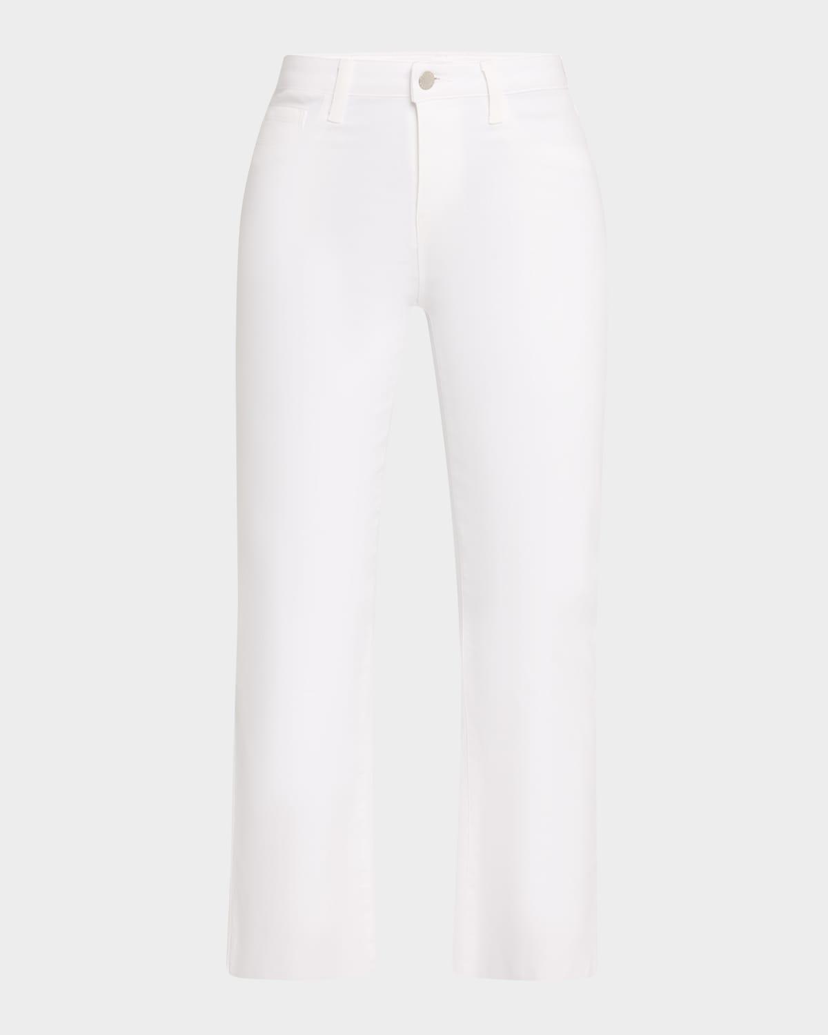 kendra high-rise coated crop flare jeans