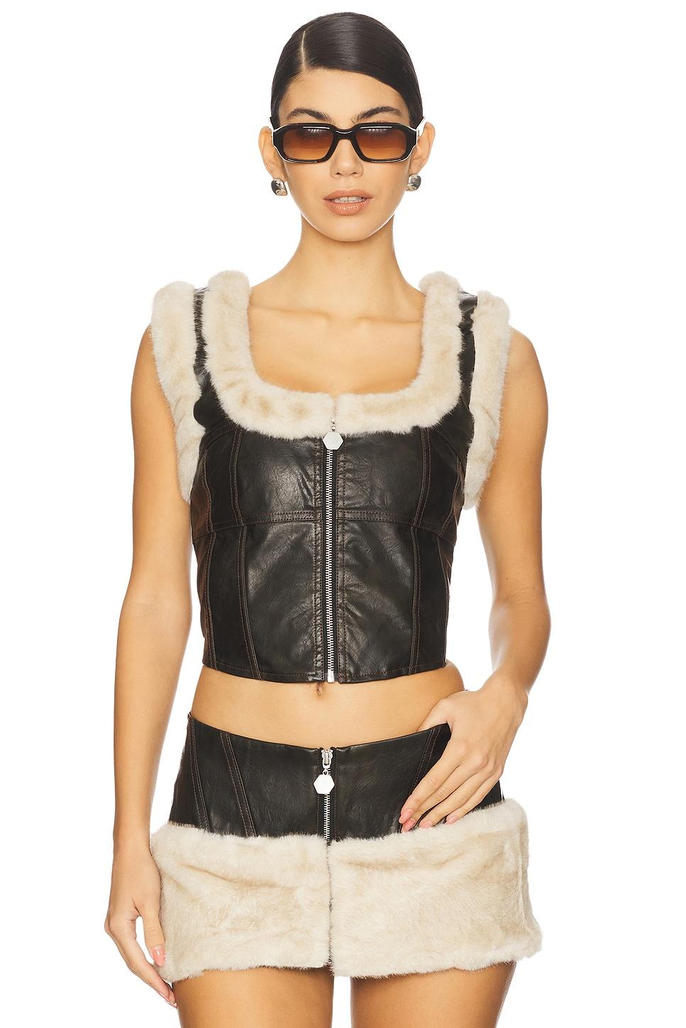 kendra top with faux fur trim