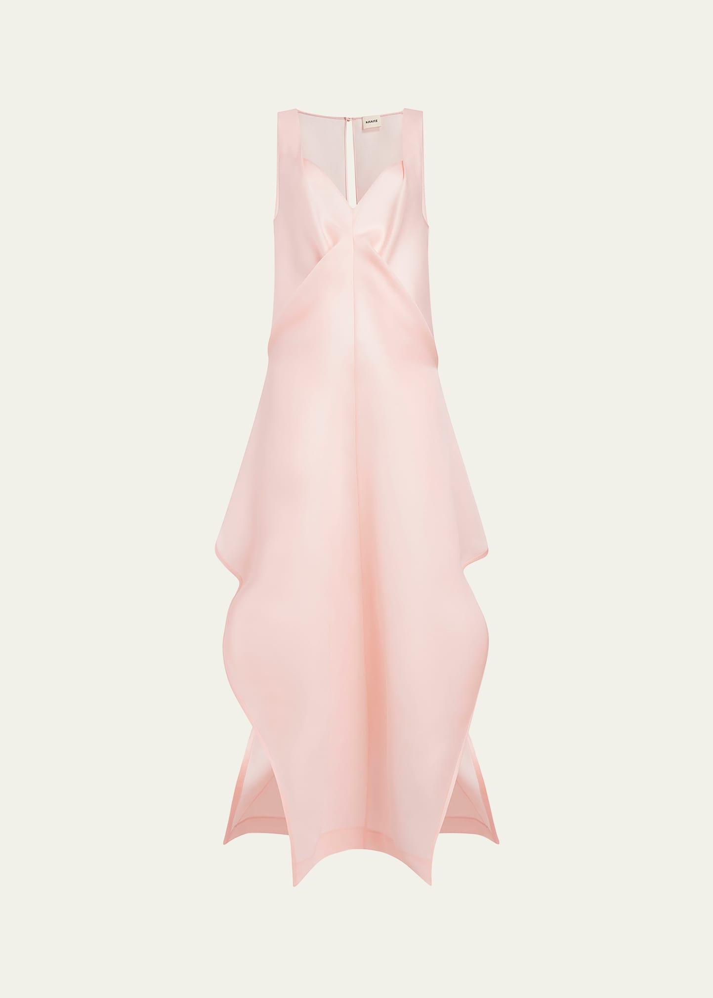 kenith flared silk organza maxi dress