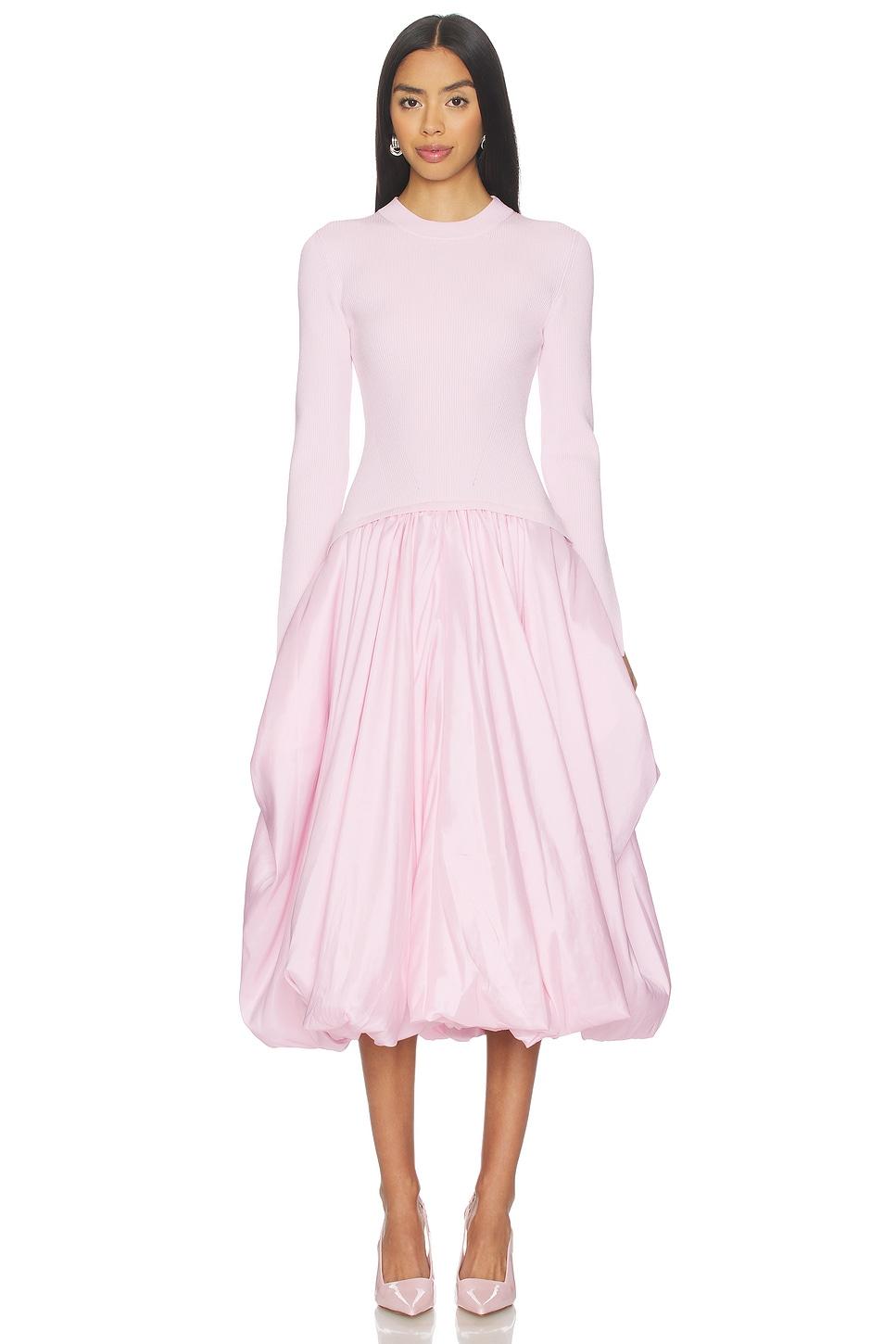 kenlie long sleeve mock neck midi dress