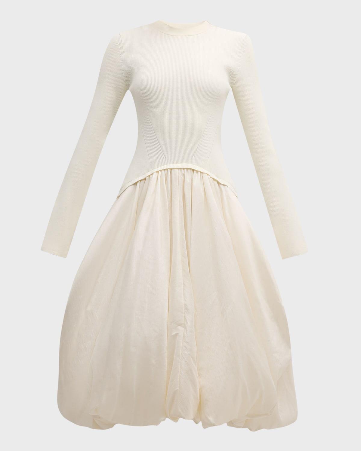 kenlie mixed media bubble midi dress