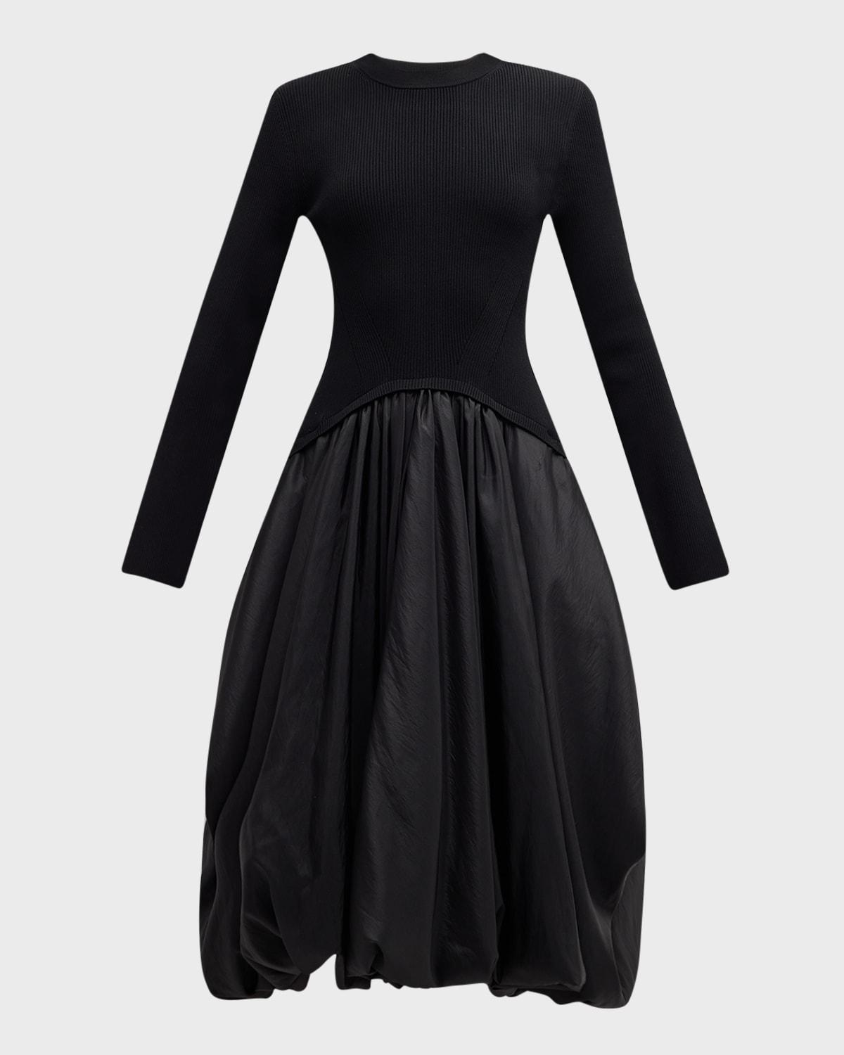 kenlie mixed media bubble midi dress