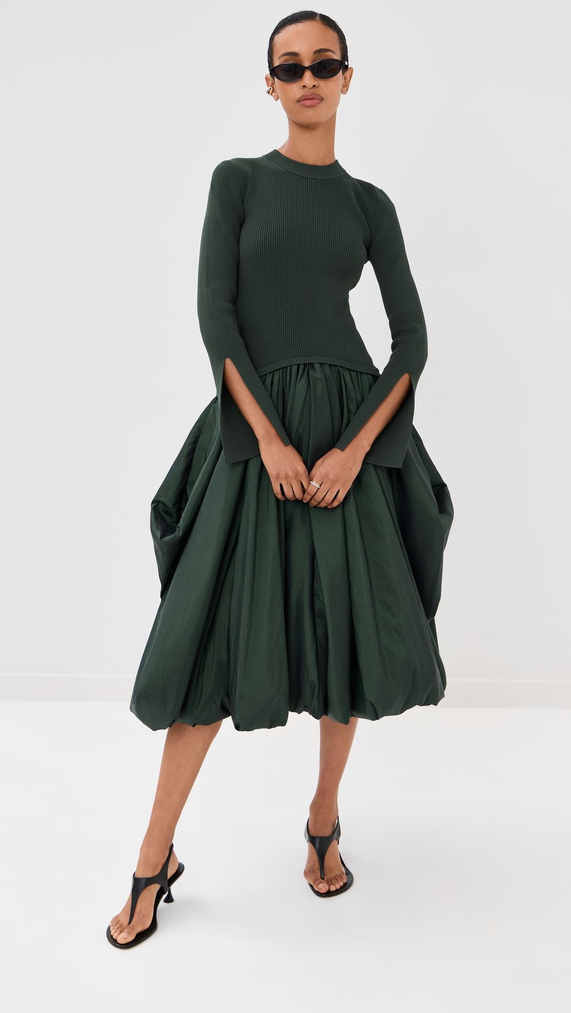 kenlie mock neck midi dress
