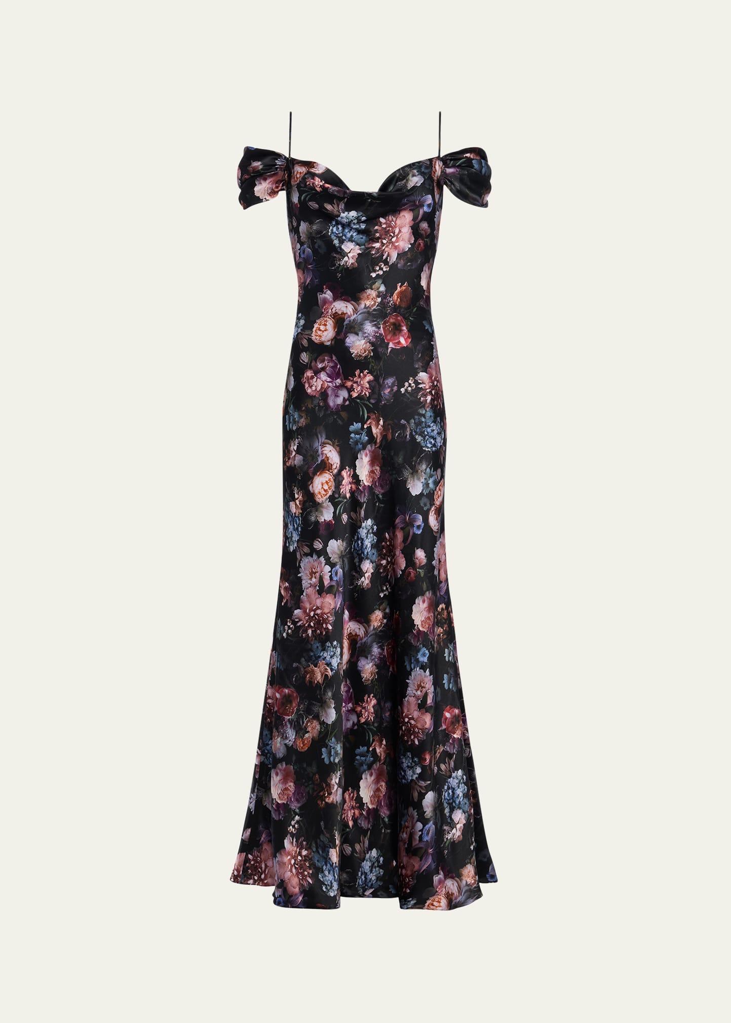 kenna floral cowl-neck dress