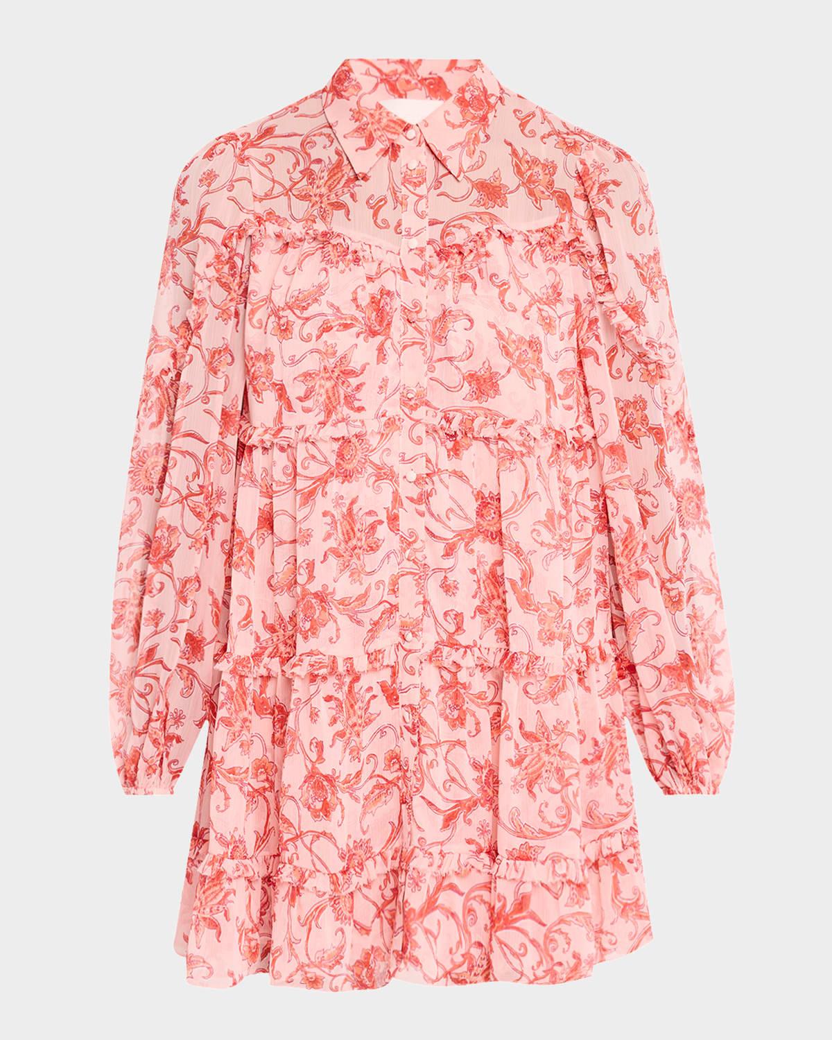 kennedy paisley long-sleeve mini dress