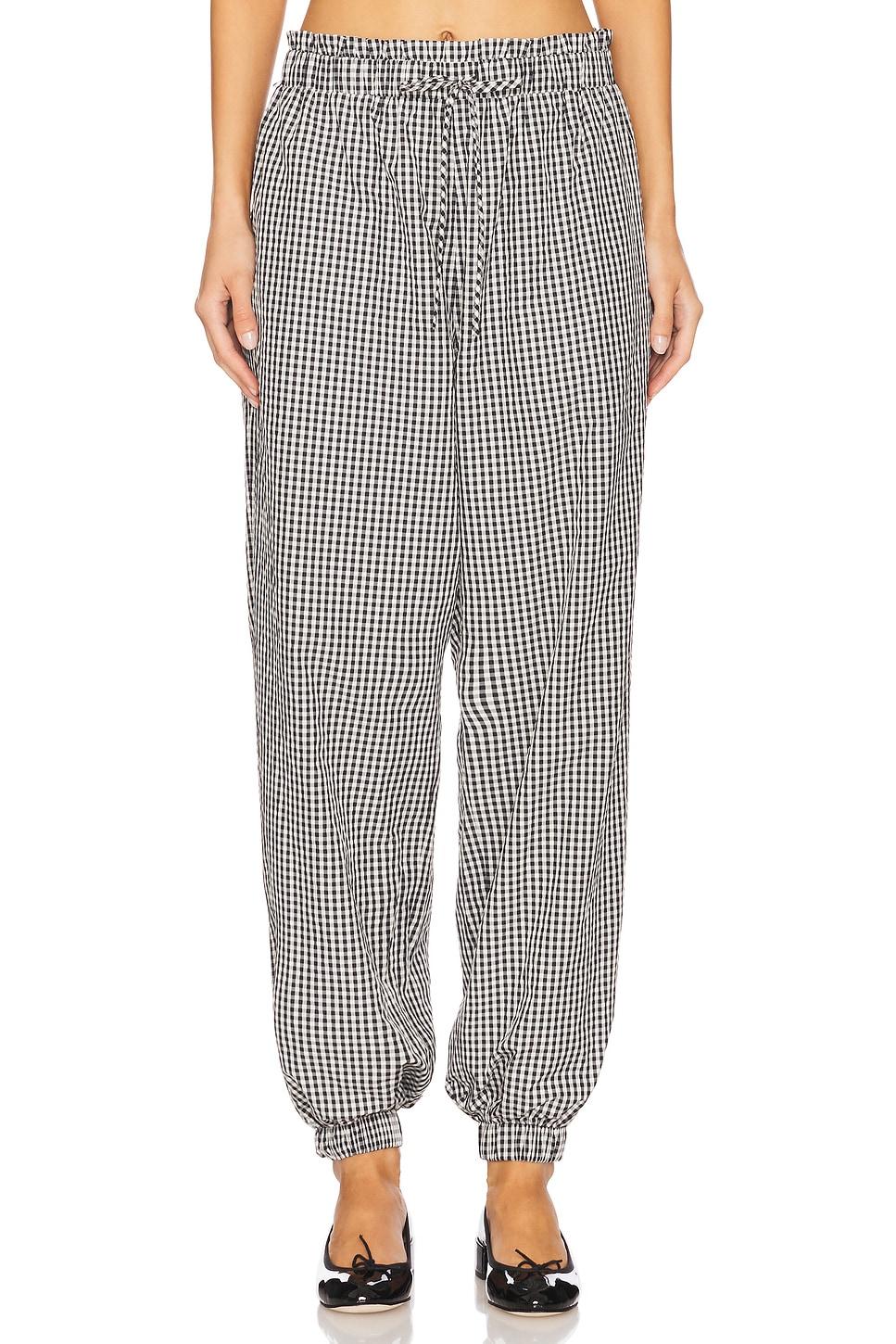 kennedy ruffle gingham track pant