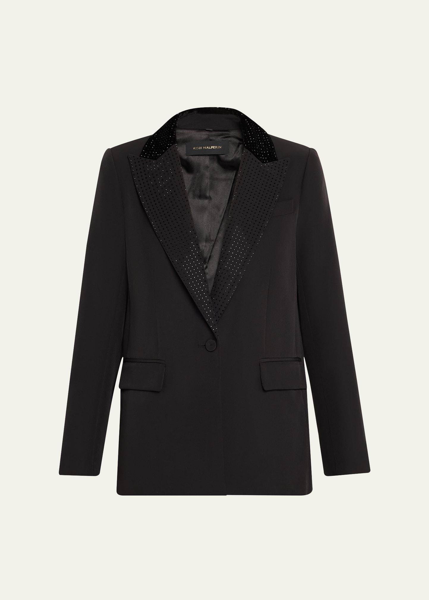 kenny single-button rhinestone twill jacket