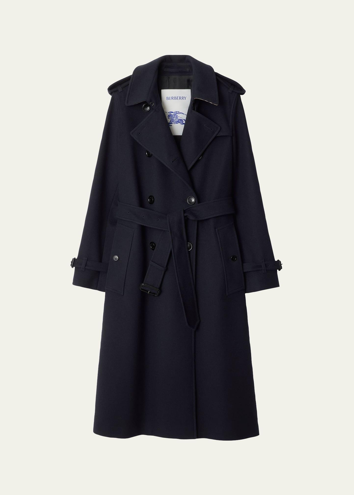 kensington belted cashmere-wool double-breasted trench coat