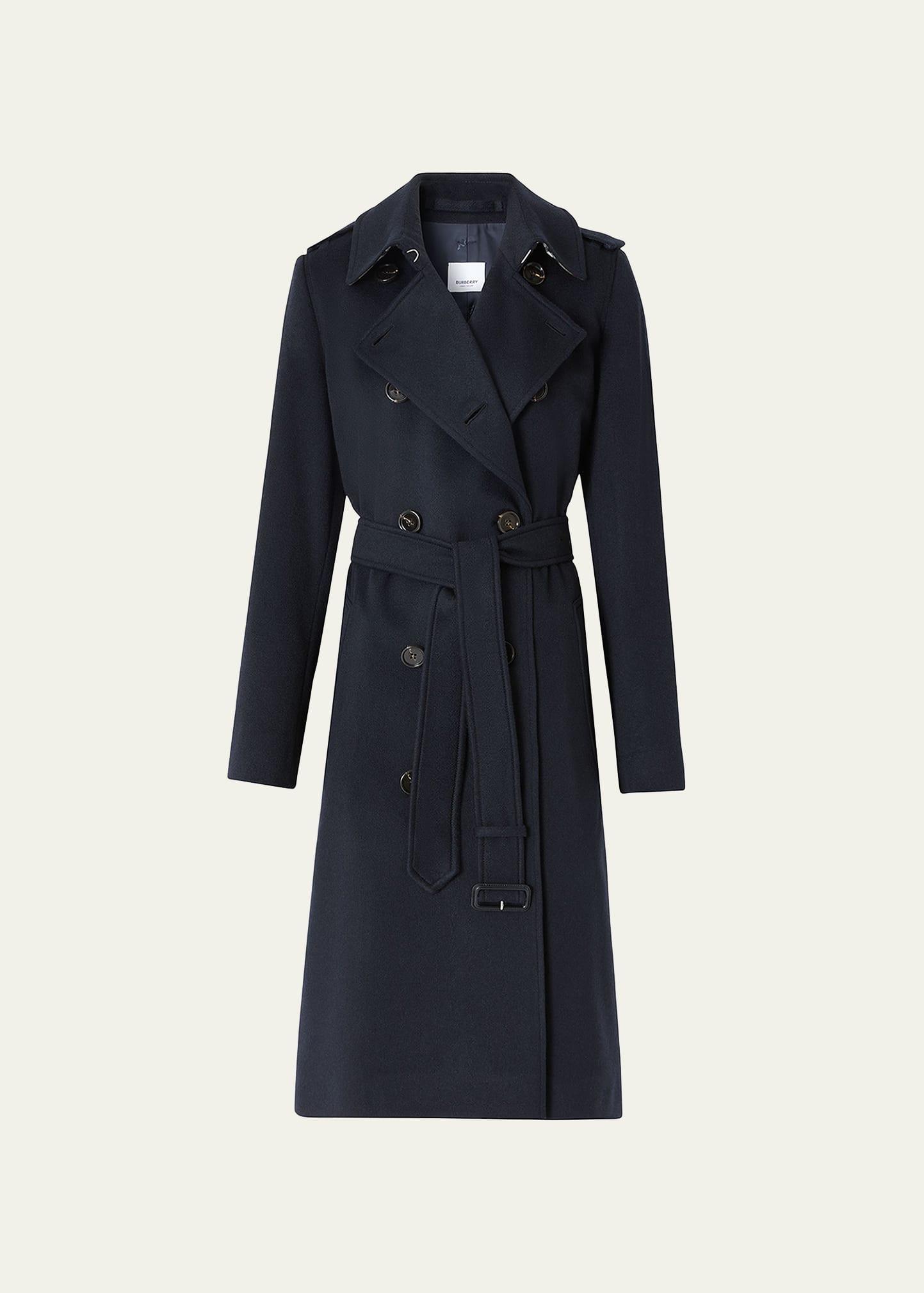 kensington cashmere belted mid trench coat