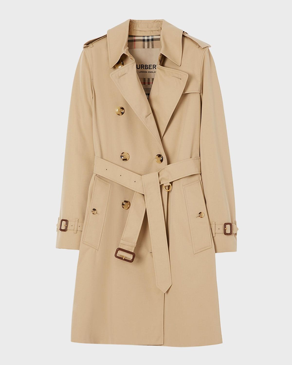kensington organic belted double-breasted trench coat