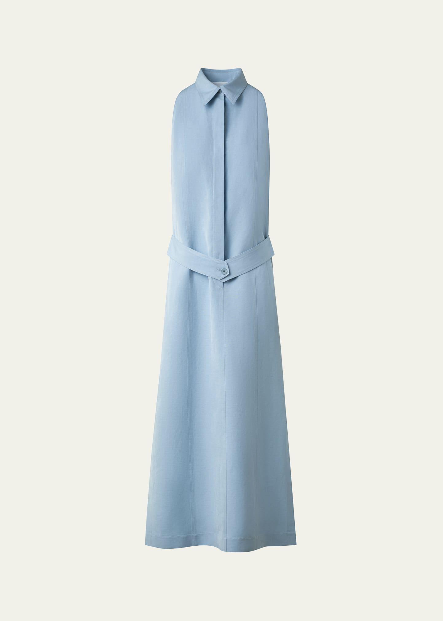 kent collar midi linen shirt dress