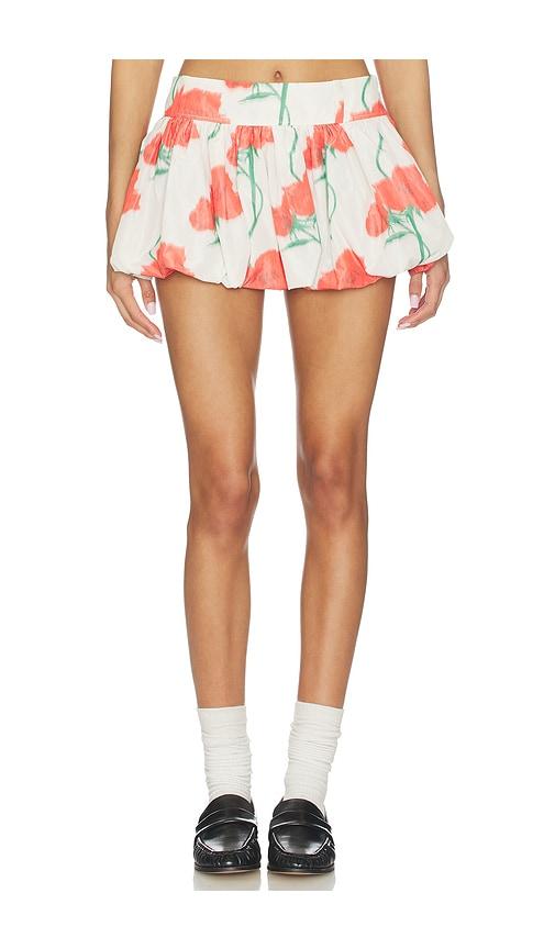 kenzo archive rose balloon skirt in ivory,orange.