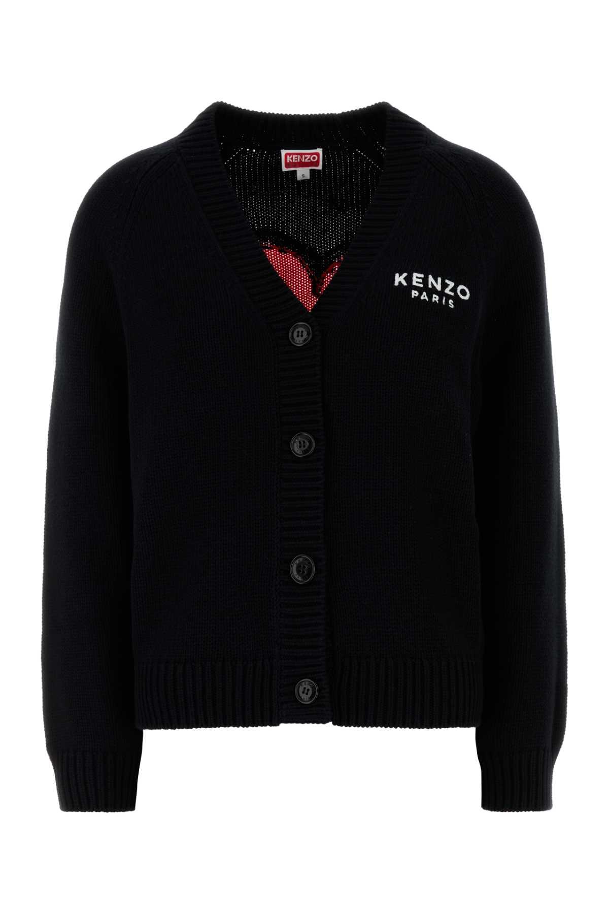 kenzo black cotton blend cardigan