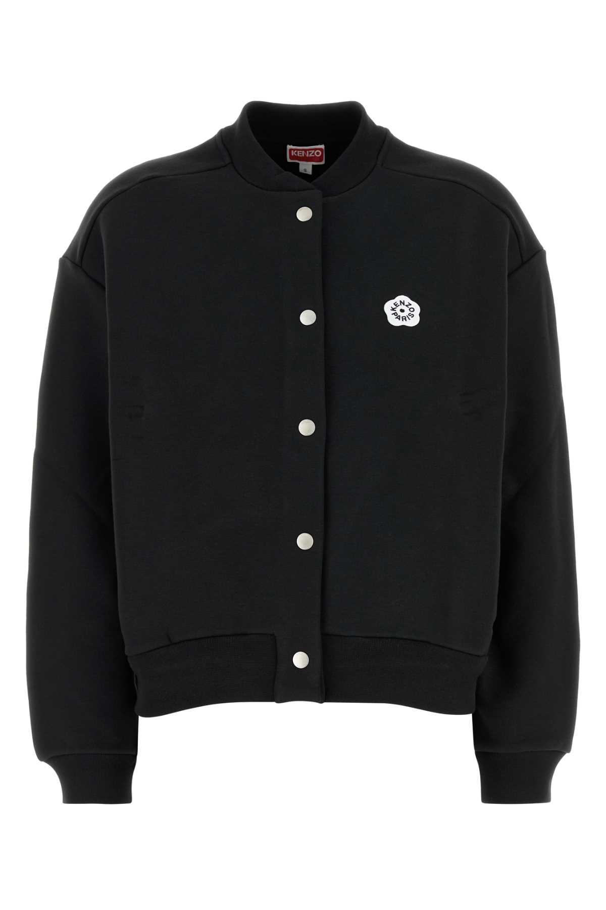 kenzo black stretch cotton bomber jacket