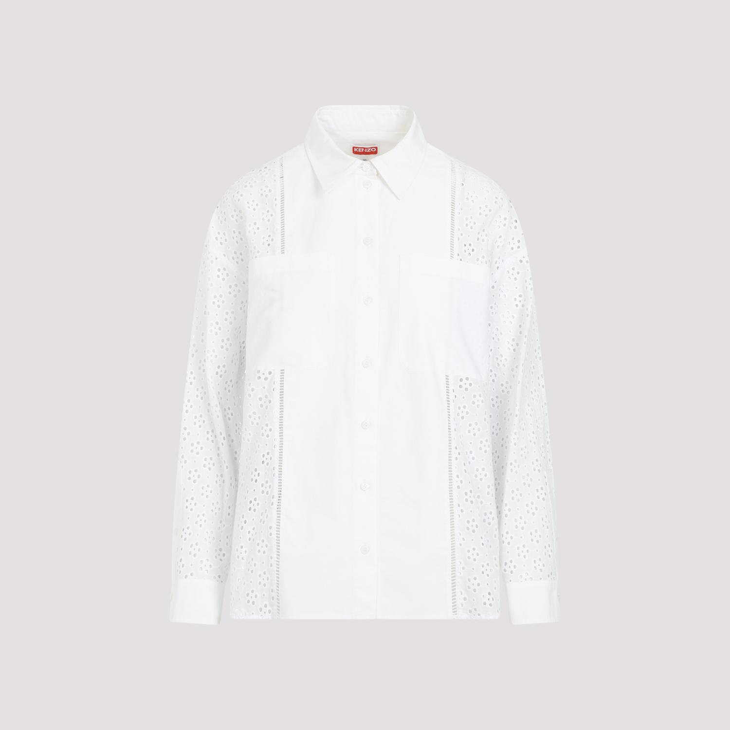 kenzo broderie anglaise shirt white cotton polyster - women