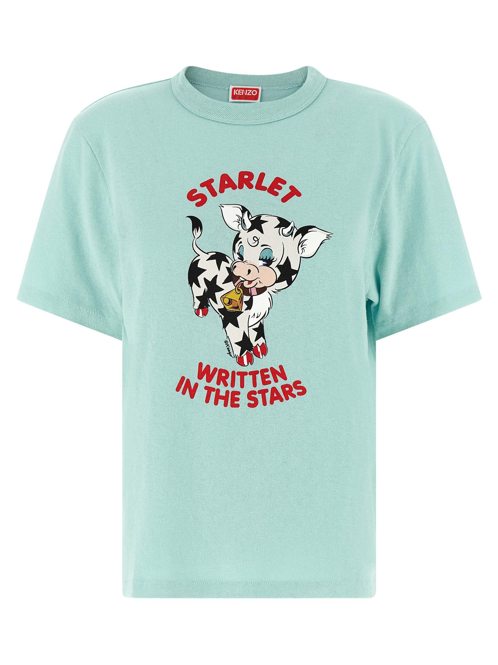 kenzo cartoon t-shirt light blue cotton - women