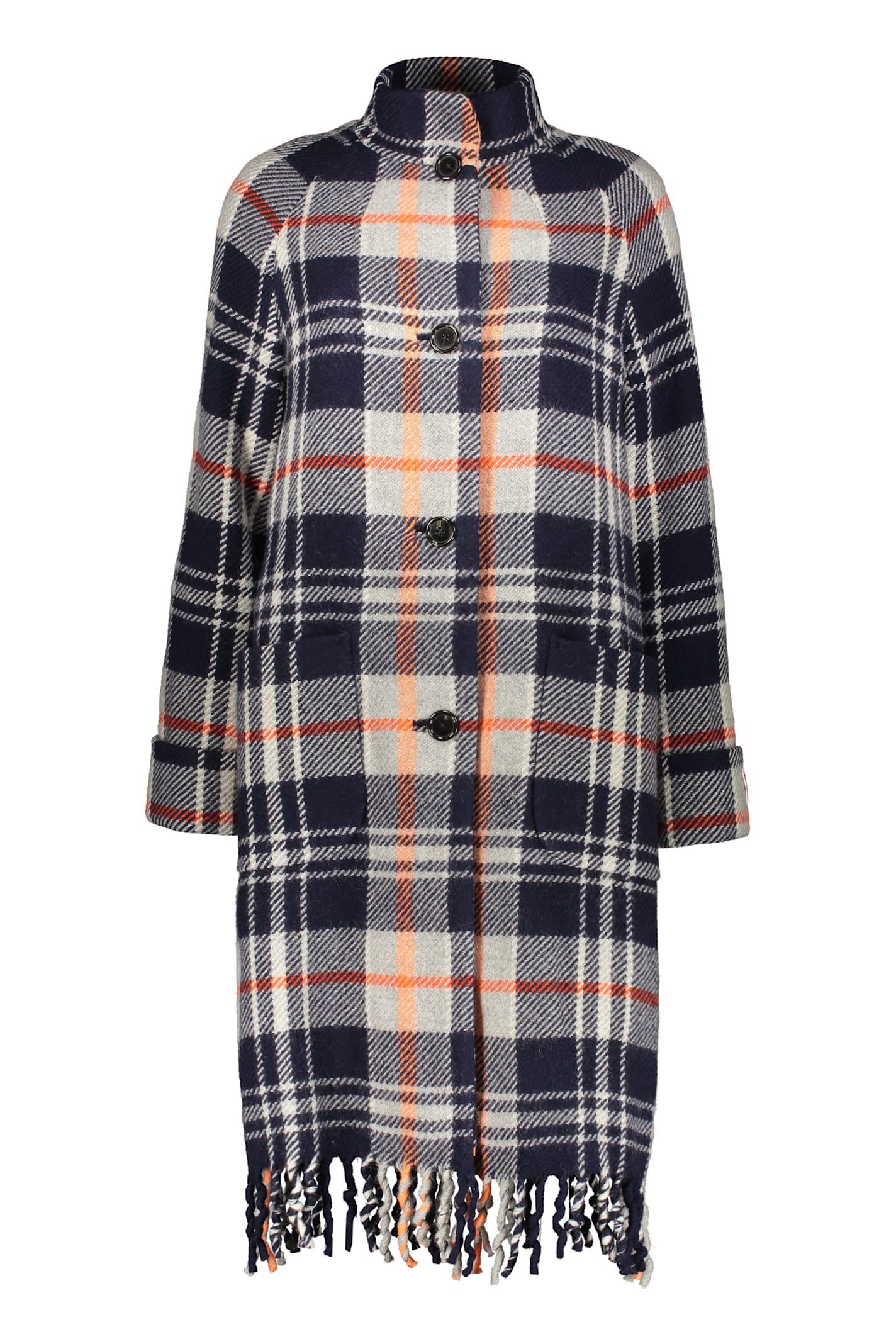 kenzo checked wool coat