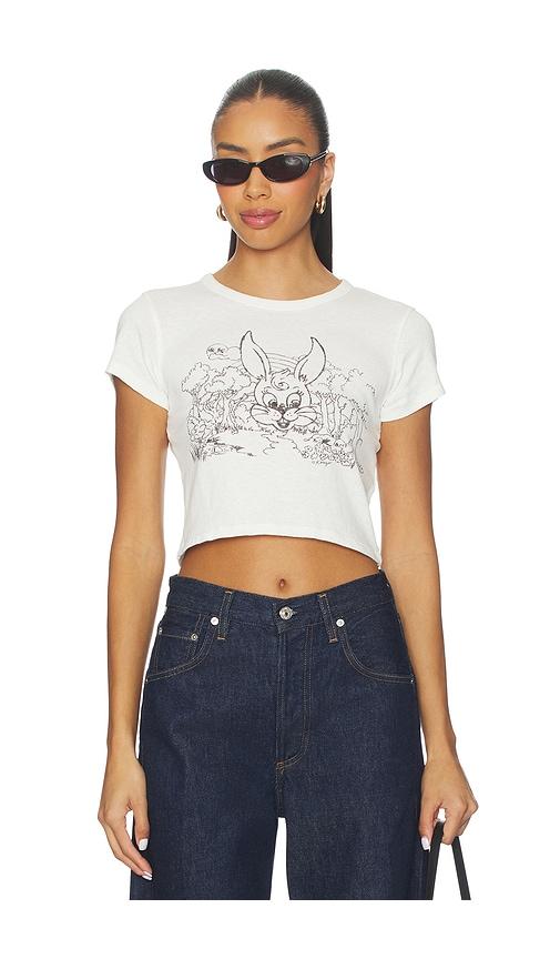 kenzo gots kenzo lucky me cartoon cropped t-shirt in ivory.