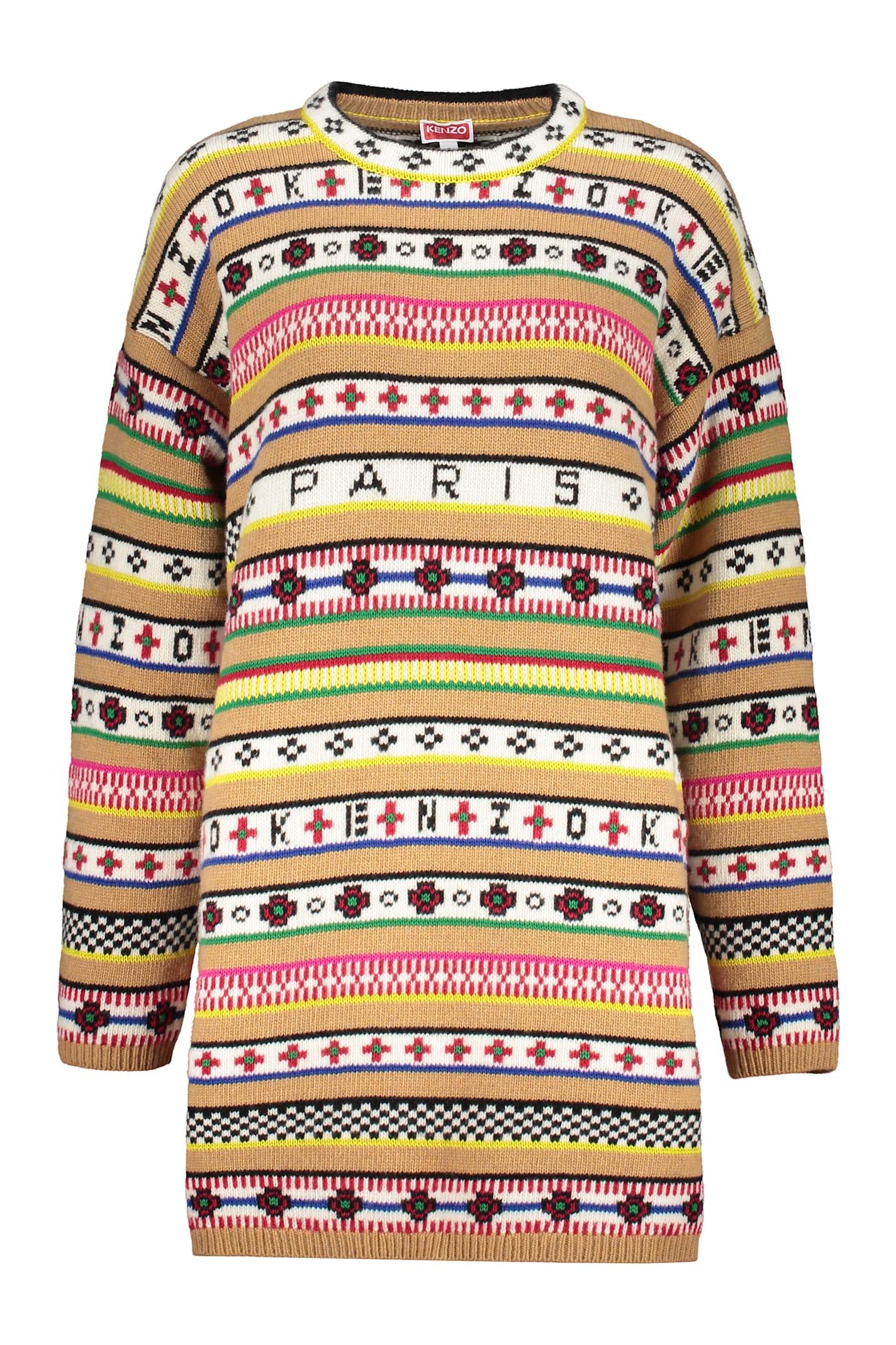 kenzo jacquard knit mini-dress