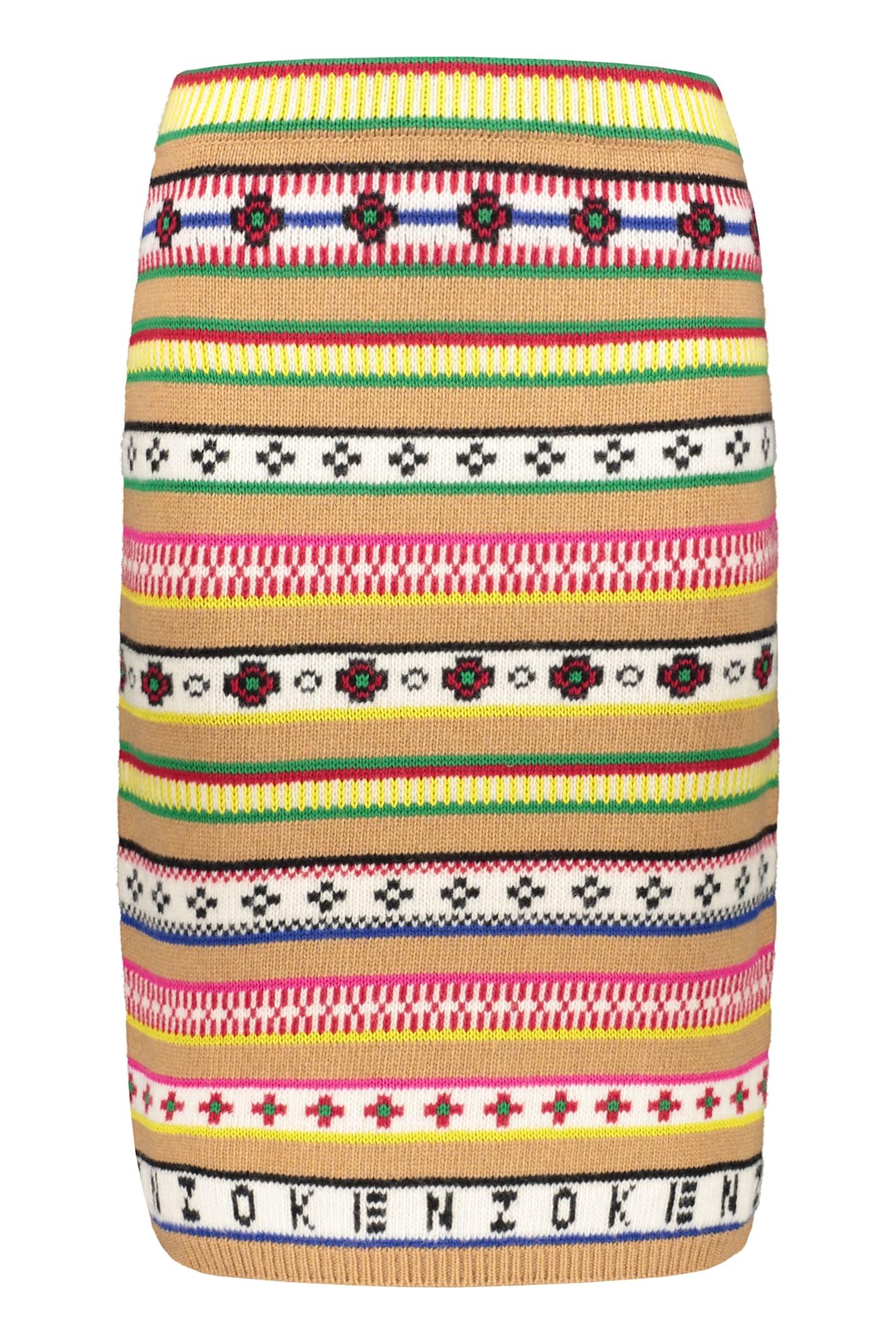 kenzo jacquard knit skirt