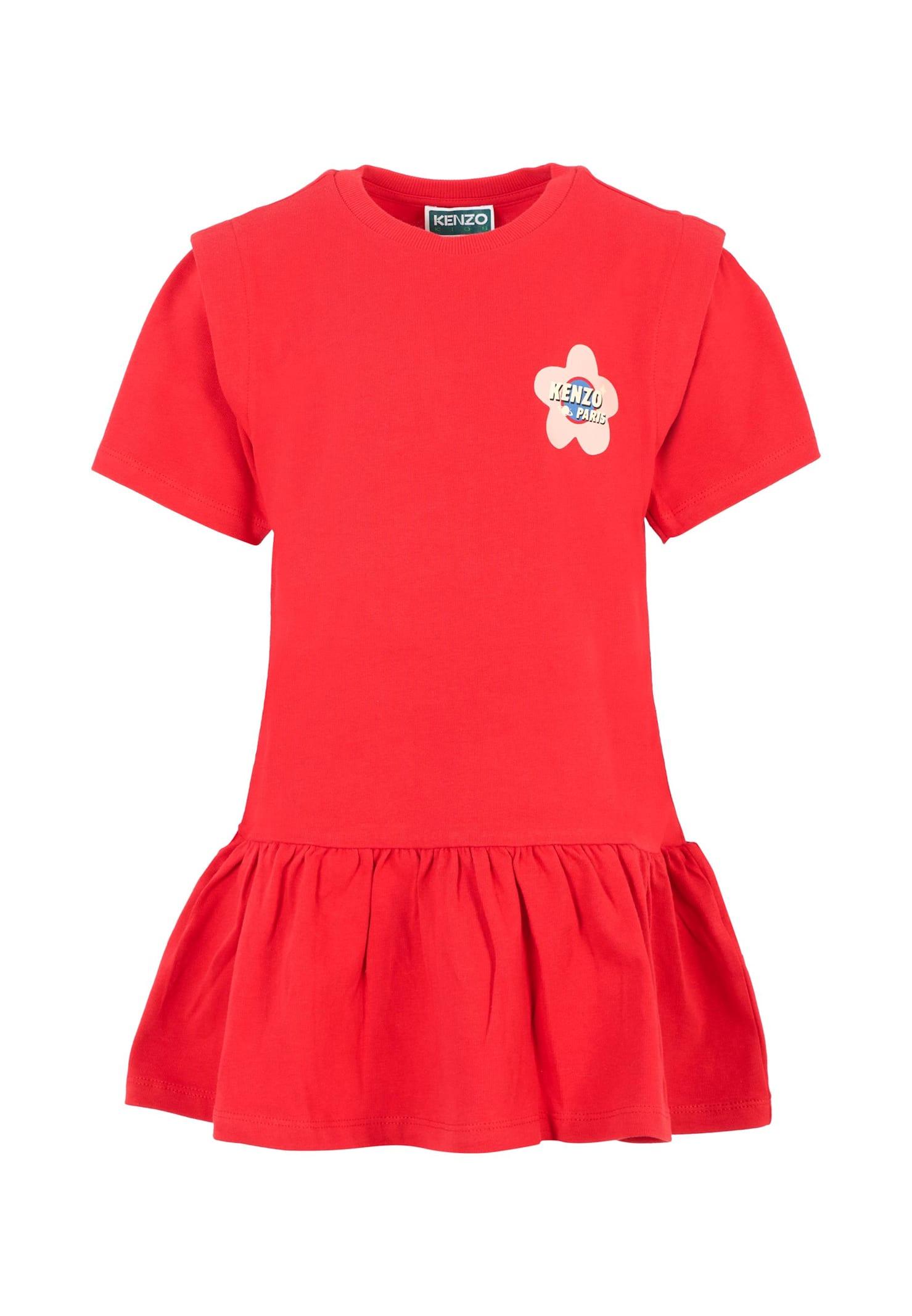 kenzo kids red dress for girl with logo