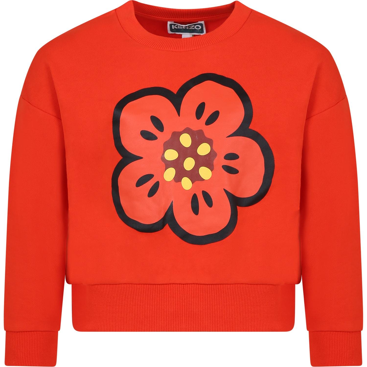 kenzo kids red sweatshirt for girl with flower