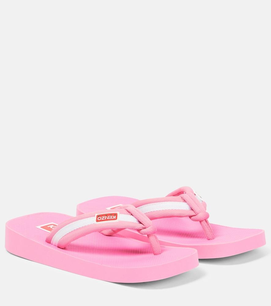 kenzo logo striped thong sandals