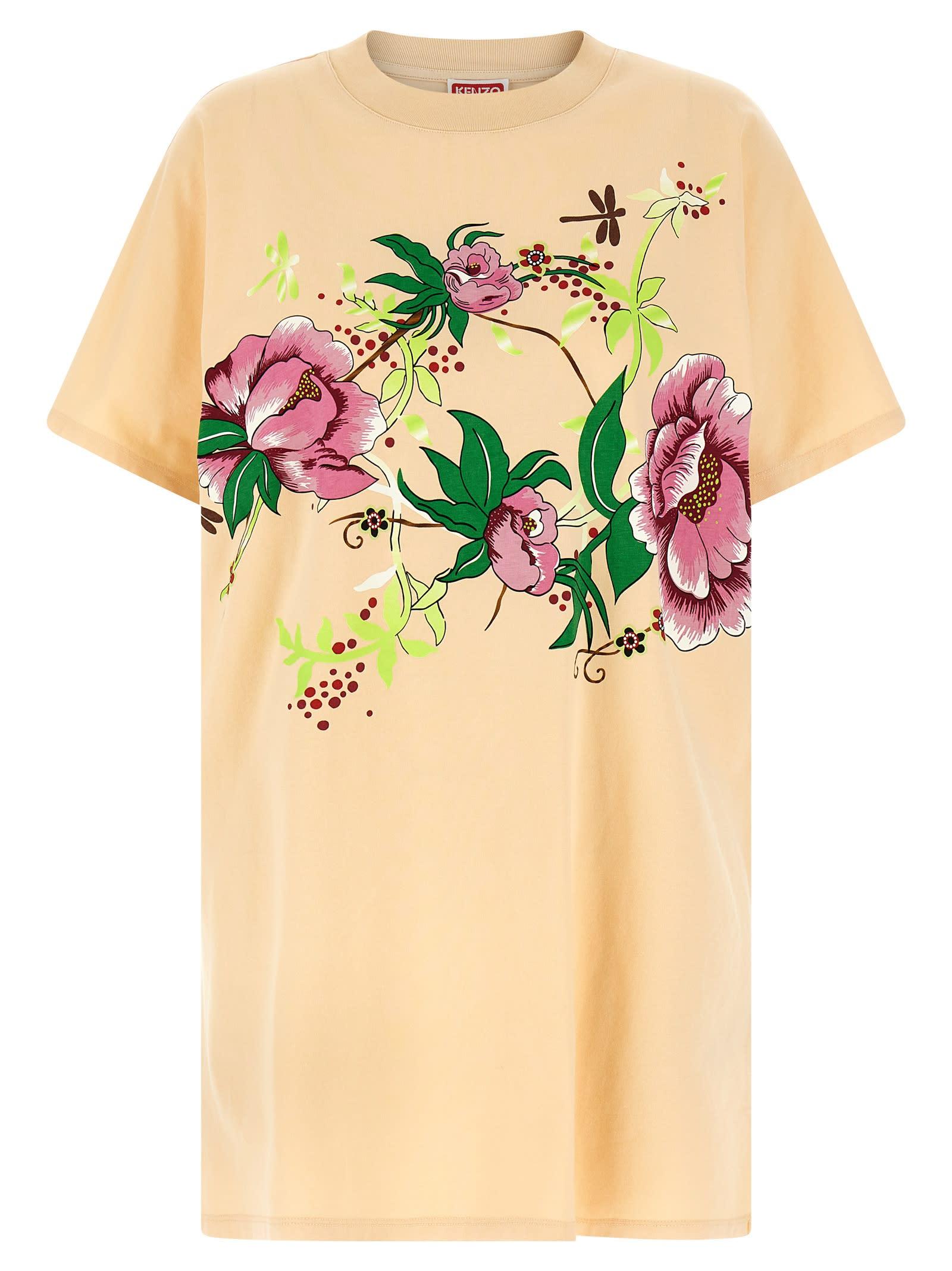 kenzo peonies kimono dress