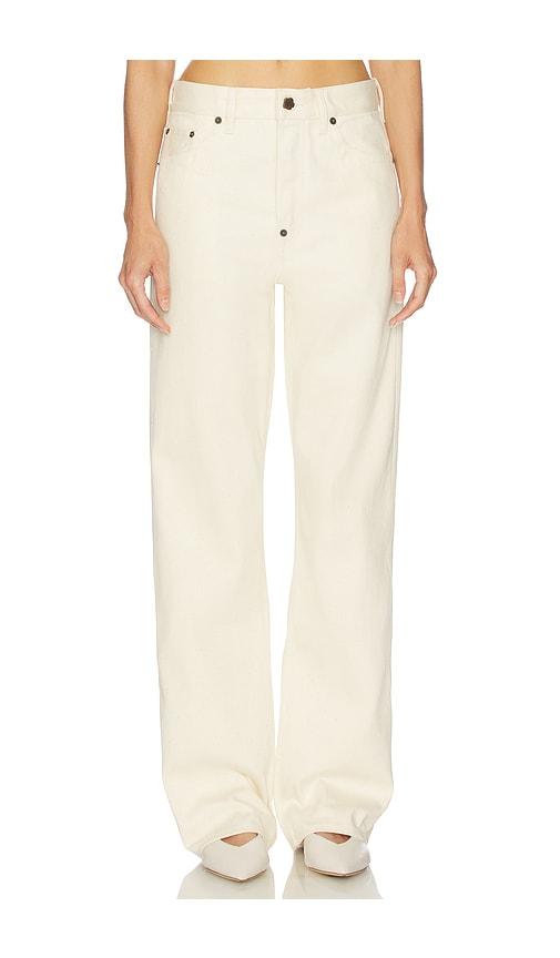 kenzo selvedge undone denim pants in white.