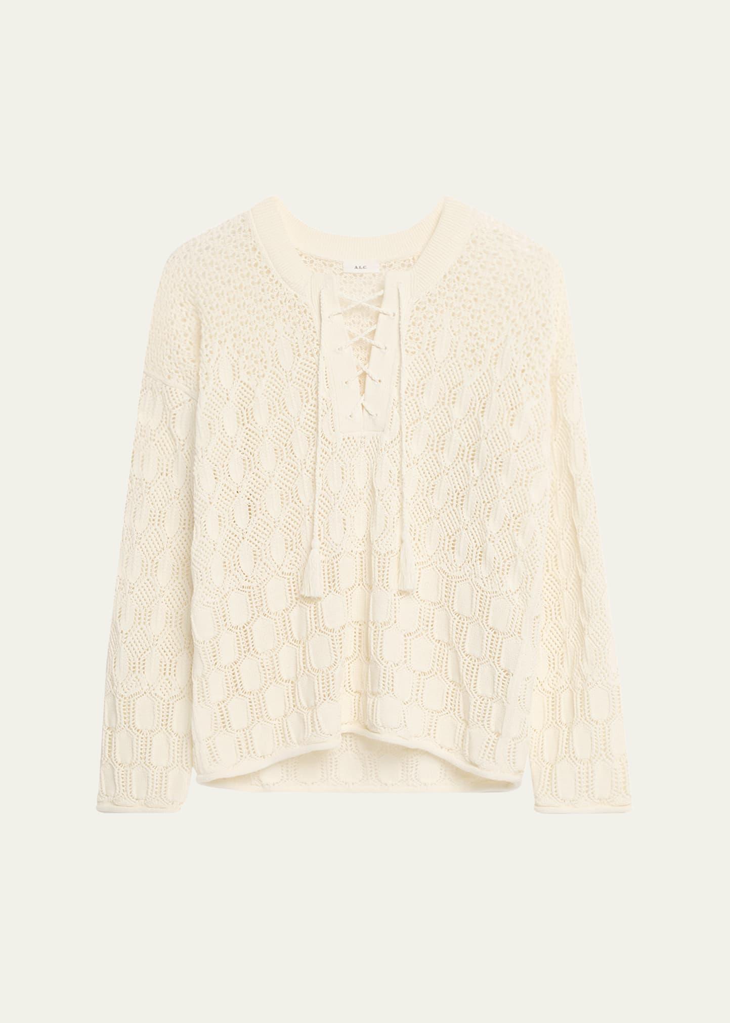 keri crochet lace-up sweater