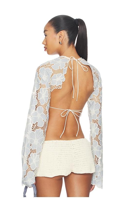 kettel atelier floral longsleeve top in blue.