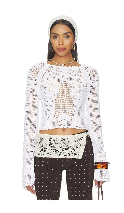 kettel atelier talia crochet blouse in white.