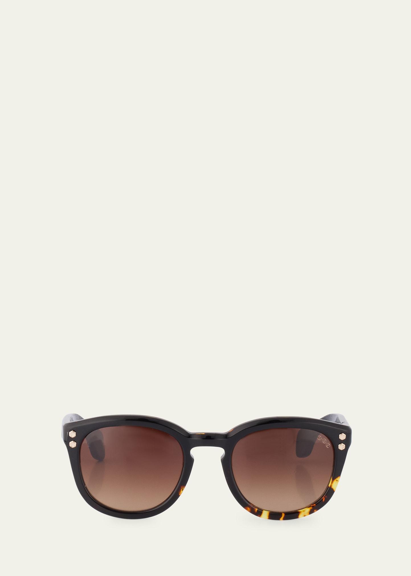 keyhole acetate round sunglasses