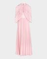 keyhole draped cape silk gown