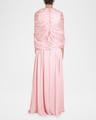 keyhole draped cape silk gown
