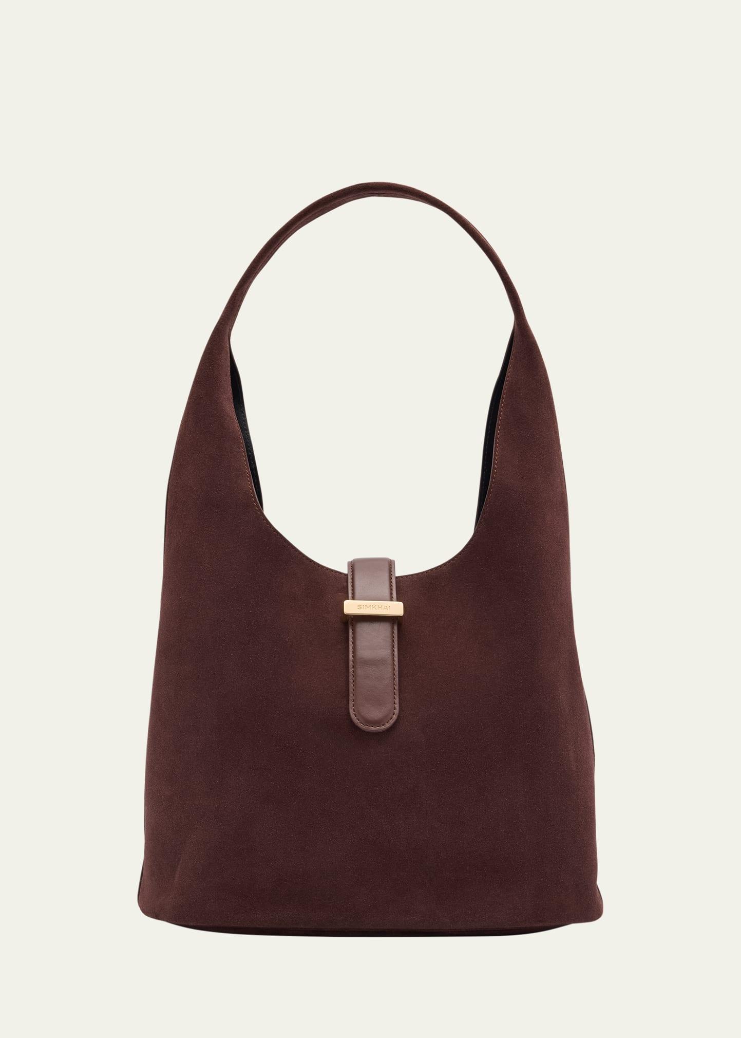 khai buckle suede hobo bag