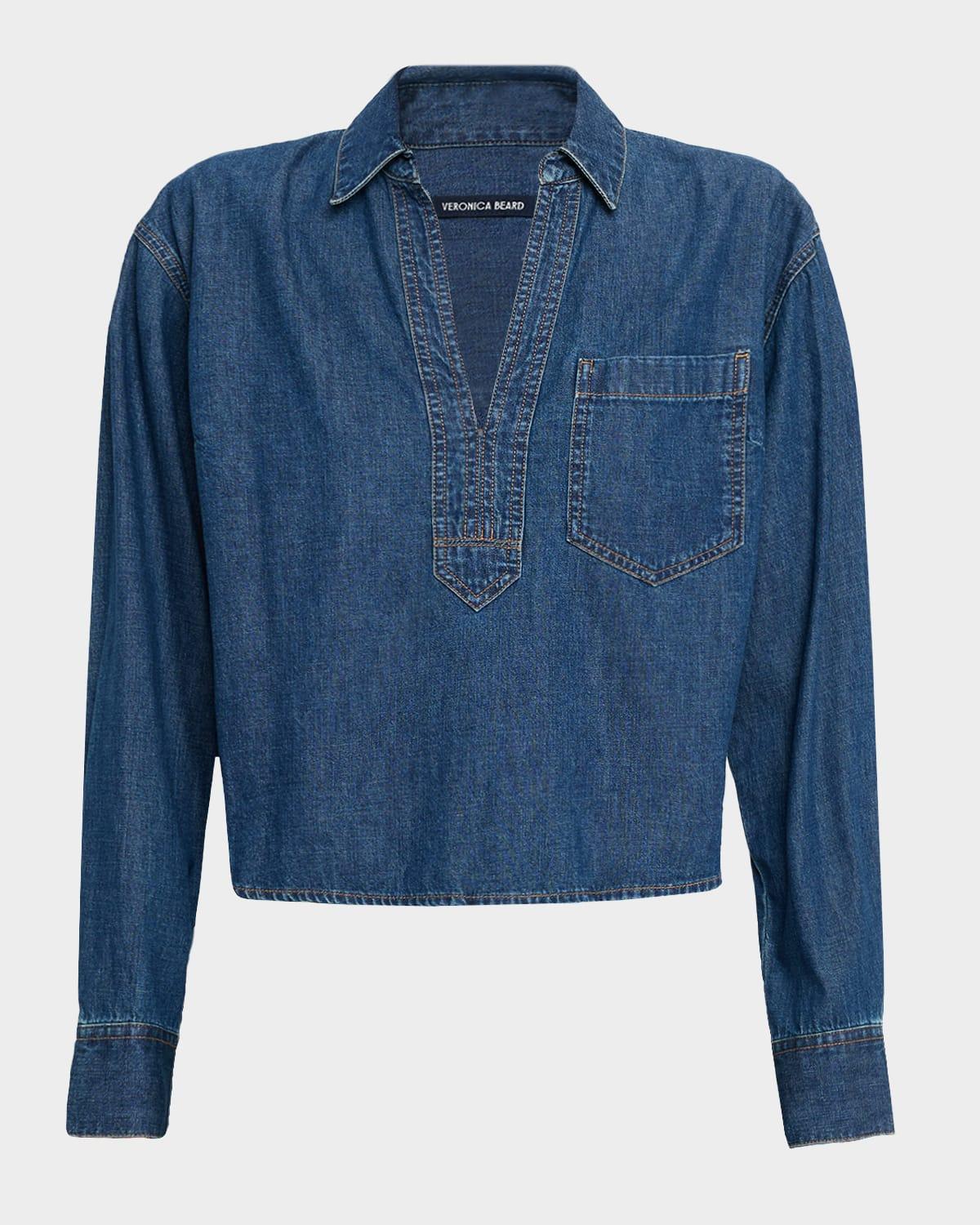 khai denim popover top